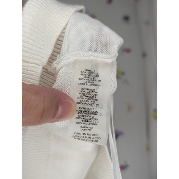 Karl Lagerfeld Paris Ivory Translucent Layered Floral Cropped Cardigan Large NWT - Picture 6 of 8